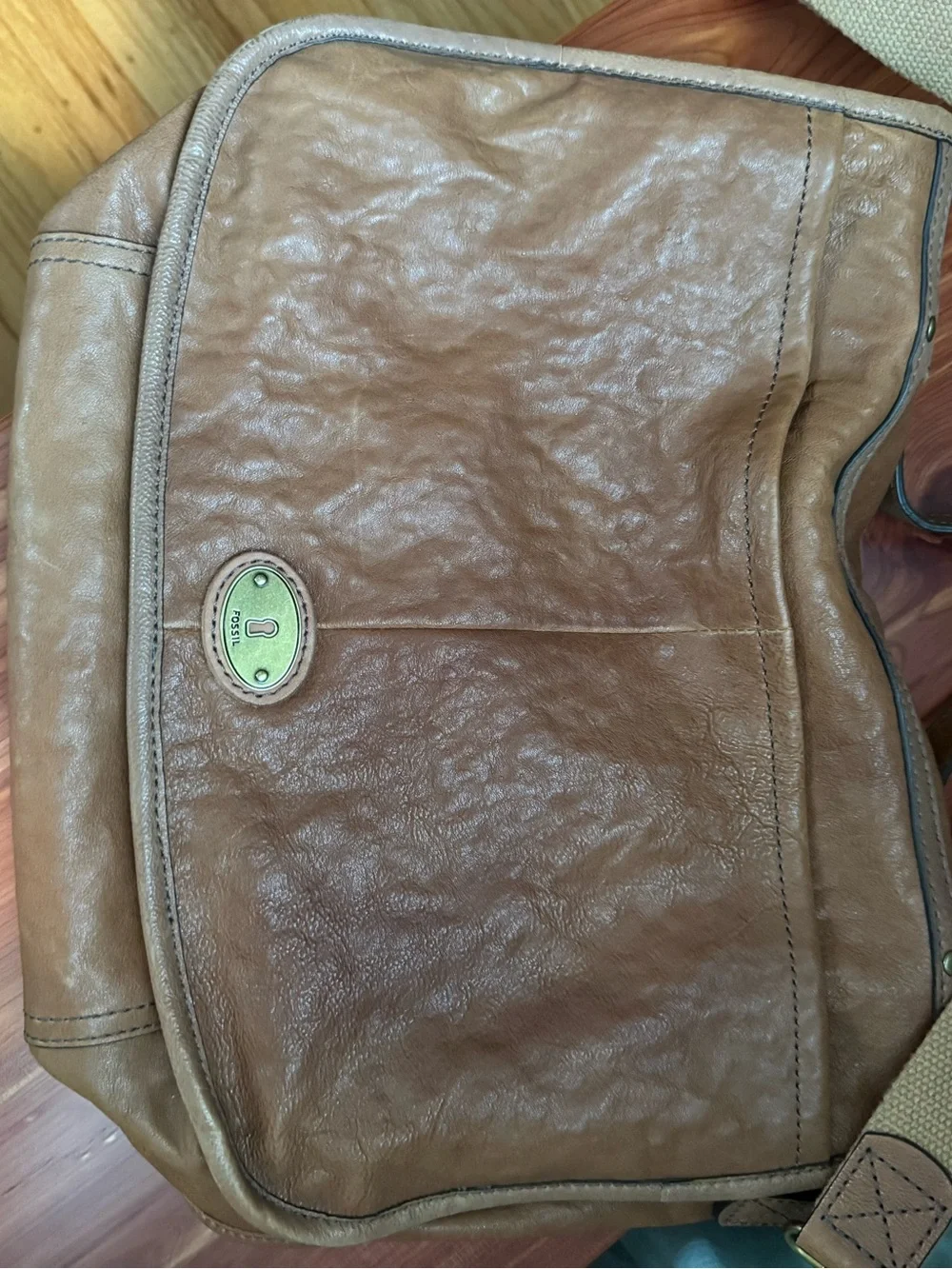Vintage Fossil Brown Leather Messenger Bag - Casual Crossbody Satchel